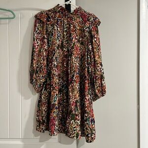 Patterned tiered mini dress